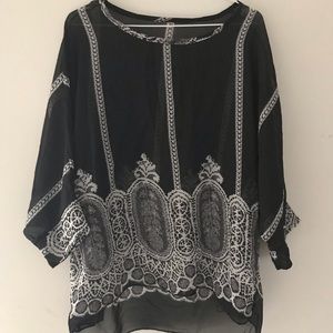 Black Floral Print Blouse